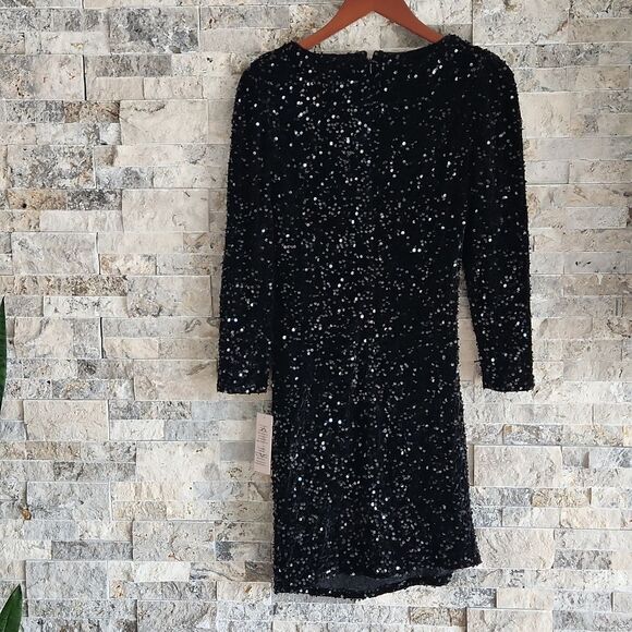 Nanette Lepore Sequined Midi Dress in Very Black - Picture 5 of 5